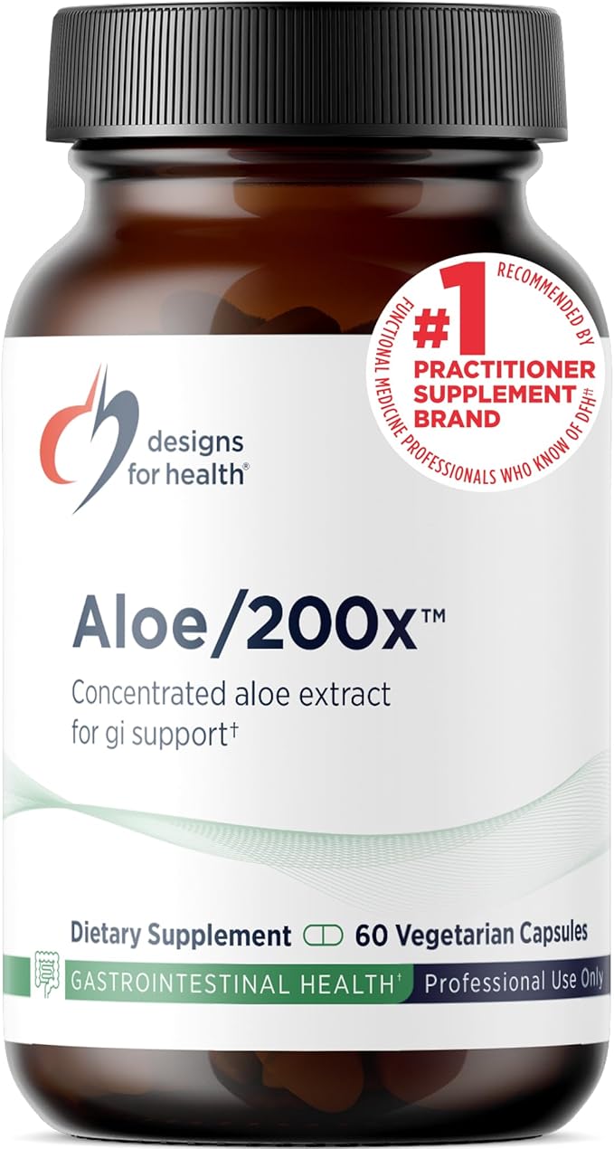 Designs for Health Aloe/200x - 200mg Aloe Vera Extract - Highly Concentrated Aloe Leaf Supplement for GI Support - Non-GMO Vegetarian Pills (60 Capsules)