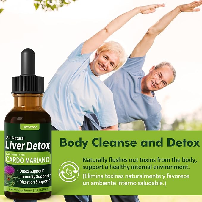 Milk Thistle Liver Detox Drops Cardo Mariano (con Silimarina) y Diente de León para el Hígado Graso Liver Support Supplement w/Artichoke &amp Dandelion Extract for Liver Cleanse &amp Repair. 2oz