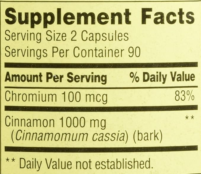 Spring Valley - Cinnamon 500mg Plus Chromium Twin Pack 2 Bottles of 180 Capsules