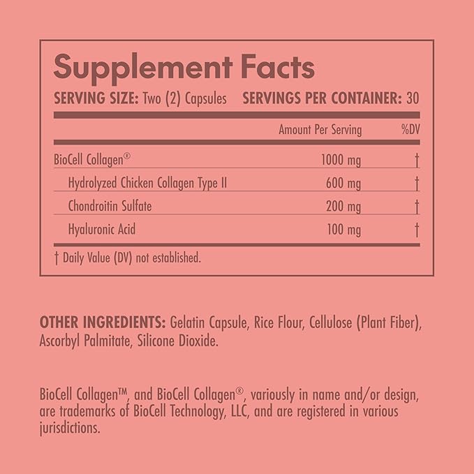 Olympian Labs Biocell Collagen Improve Skin Hydration Reduce fine Lines &amp Wrinkles Supports Joint Comfort and Mobility 60 Capsules
