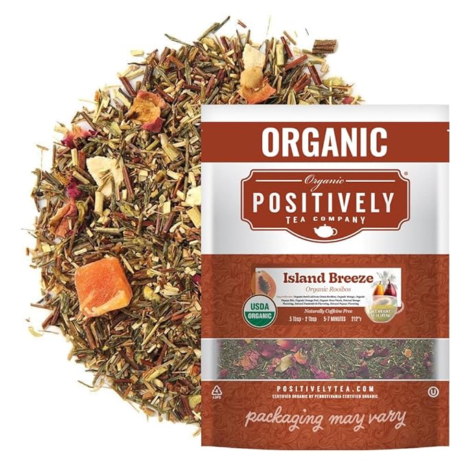 Organic Positively Tea Company Island Breeze Rooibos Tea Loose Leaf 16 Ounce