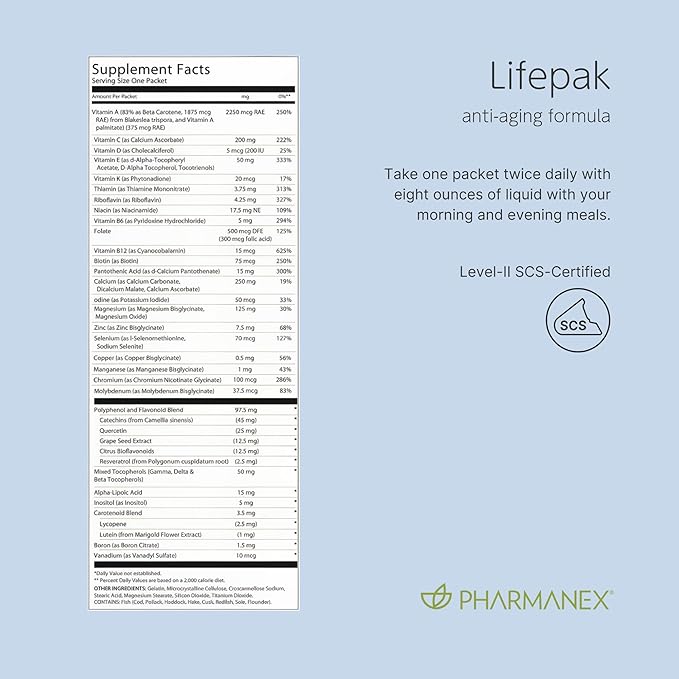 Nu Skin LifePak Advanced Nutritional Supplement for Adults | 60 Daily Packets | Aging Digestive and Gut Health Formula with Essential Vitamins Minerals and Phytonutrients