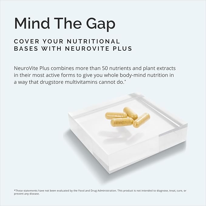 BRAINMD Dr Amen NeuroVite Plus - 120 Capsules Pack of 2 - Multivitamin &amp Mineral Supplement - Enhanced with Phytonutrients Enzymes &amp Whole Foods - Gluten Free - 60 Total Servings
