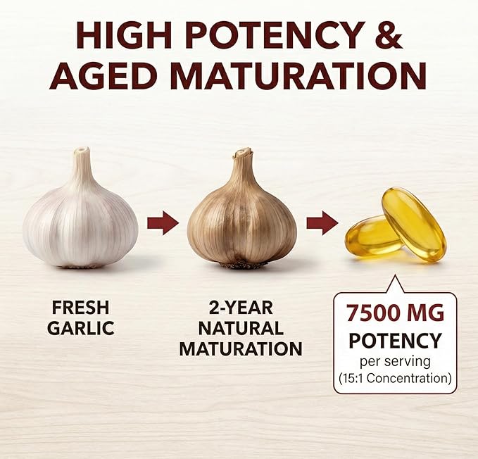 lumine Organics Aged Garlic7500mg Odorless Organic Garlic SupplementAll-Natural (1Bag)