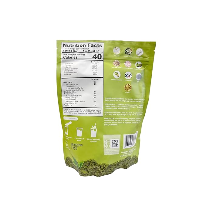 Glowming Milky Matcha Glutathione and Collagen Drink 10 Sachets x 20g