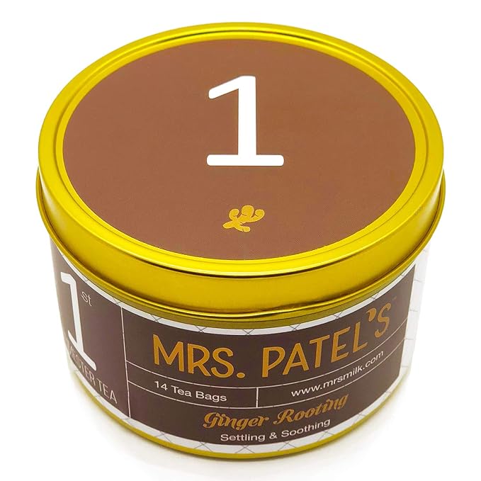 Mrs. Patel's Pregnancy Tea 1st Trimester Ginger and Lemon Ease Morning Sickness For Pregnant Moms to Be Pyramid Tea Bags Caffeine Free Gluten Free Dairy Free Soy Free (14 Sachets)