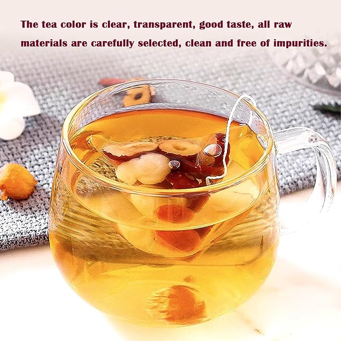 Lingyunxi Rose Longan Red Date Wolfberry Tea 2packs/60Bags Women Five Treasures Wubao Rose Tea Jujube Dried Longan Goji Berry 桂圆红枣枸杞茶 玫瑰红枣枸杞茶 300g/10.6oz