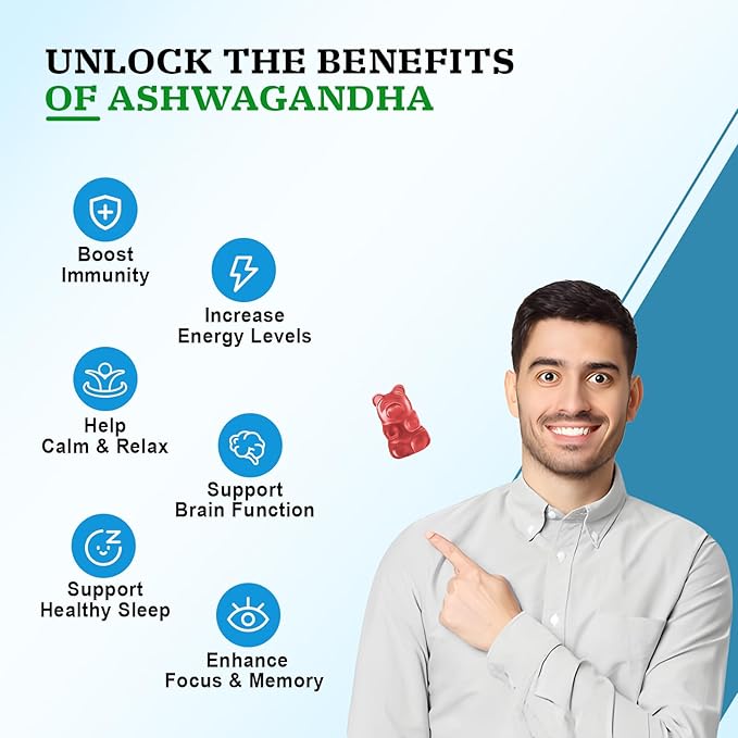 2 Pack Ashwagandha Gummies with Turmeric GABA Mood Energy and Immune Support Mixed Berry Flavor 120 Cts