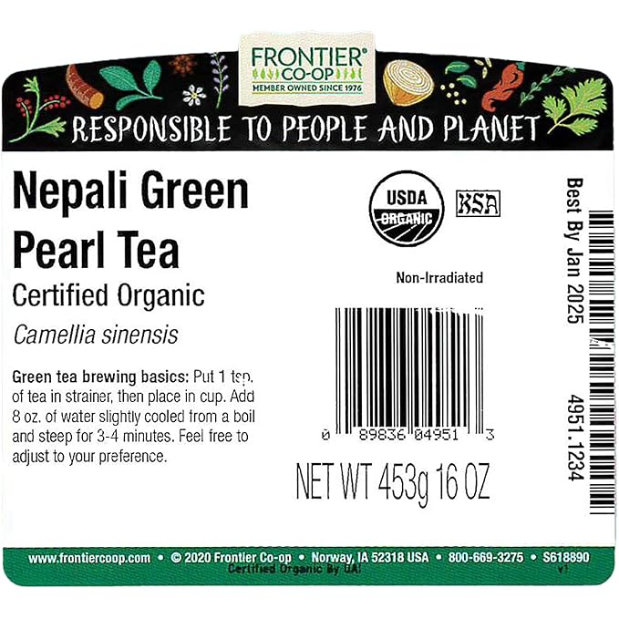 Frontier Bulk Nepali Green Pearl Tea Organic 1 Pound