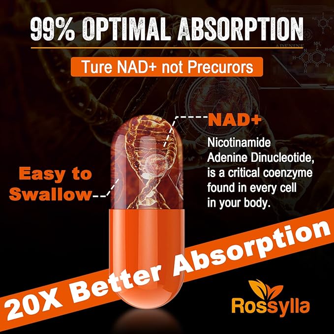 1300 MG Liposomal NAD+ Supplement | Highest Absorption | Purest NAD Supplemet to Boost NAD+ Effetively | Boosting NAD+ Supplement for Aging Defese Cellular Energy Longevity | 120 Count