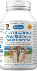ANDREW LESSMAN Circulation Vein Support for Healthy Legs 360 Capsules - High Bioactivity Diosmin Butcher's Broom Visibly Reduces Swelling and Discomfort in Feet Ankles Calves Legs
