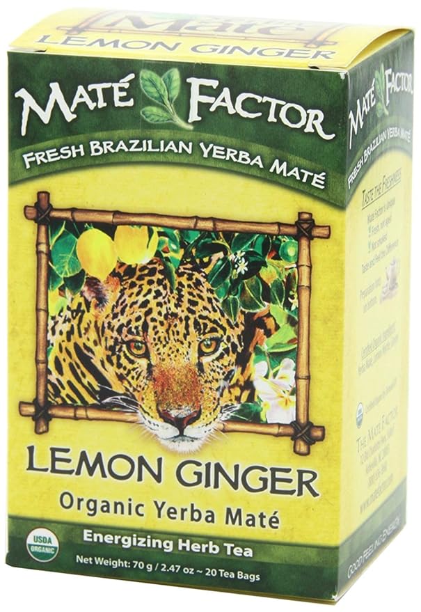 The Mate Factor Yerba Mate Energizing Herb Tea Lemon Ginger 20 Tea Bags (Pack of 3)