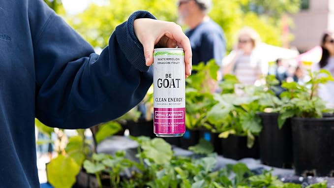 BeGOAT Clean Energy | Watermelon Dragonfruit | 6 Ingredients Plant-Based Non-GMO Vegan | 200mg Natural Caffeine | 12 fl oz Cans (Pack of 12)