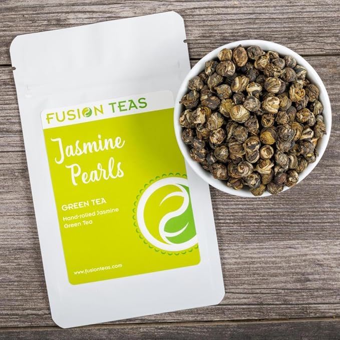 Jasmine Dragon Pearls Green Tea - Gourmet Floral Scented Chinese Loose Leaf Tea - 4 Oz. Pouch