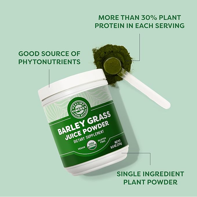 Vimergy Barley Grass Juice Powder Dietary Supplement - 0.8g per Serving (312 Servings) – Clean Superfood Formula – Promotes Cardiovascular Health* – Organic Vegan &amp Gluten-Free – Regular Size 250