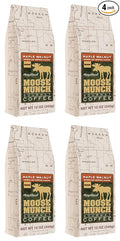 Moose Munch Maple Walnut Ground Coffee – 4 Pack 12 oz Bags – Sweet Maple Flavor with Nutty Walnut Flavored Medium Roast Coffee