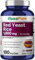NusaPure Red Yeast Rice 1800mg 180 Veggie Capsules (Non-GMO Vegan)