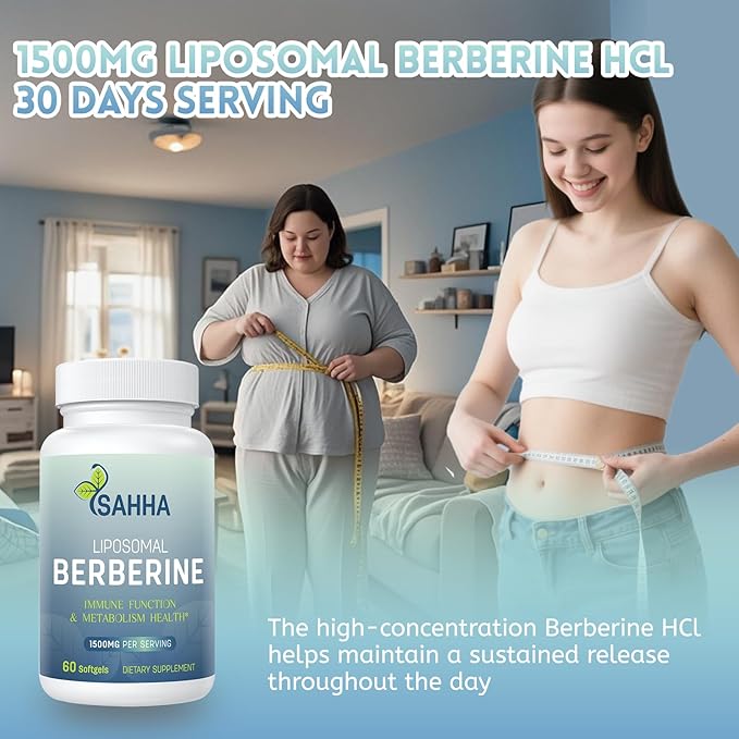 Sahha Liposomal Berberine HCL 1500mg High Bioavailability for Men and Women Overall Health Supplement（3 Pack）