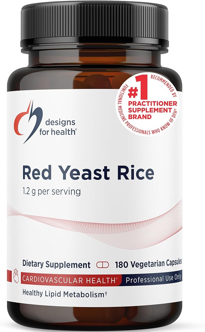 Designs for Health Red Yeast Rice Capsules - 1200mg (1.2g) Supplement to Support Cardiovascular Health - Non-GMO Made with US-Grown Organic Red Yeast Rice (180 Capsules)