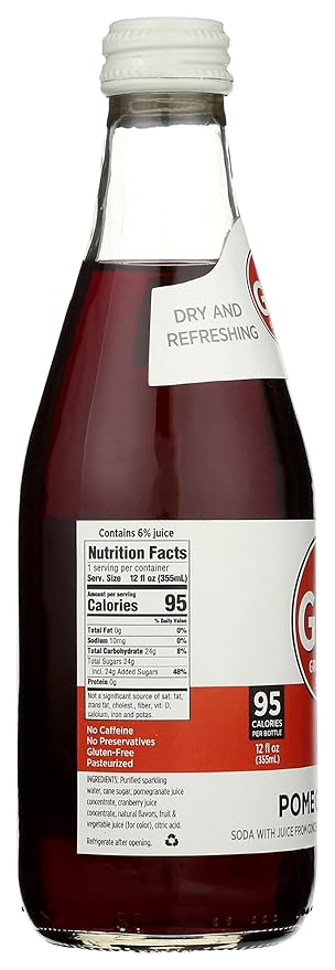 GuS - Grown-up Soda Dry Pomegranate Drink 12 Fluid Ounce (Pack of 12)