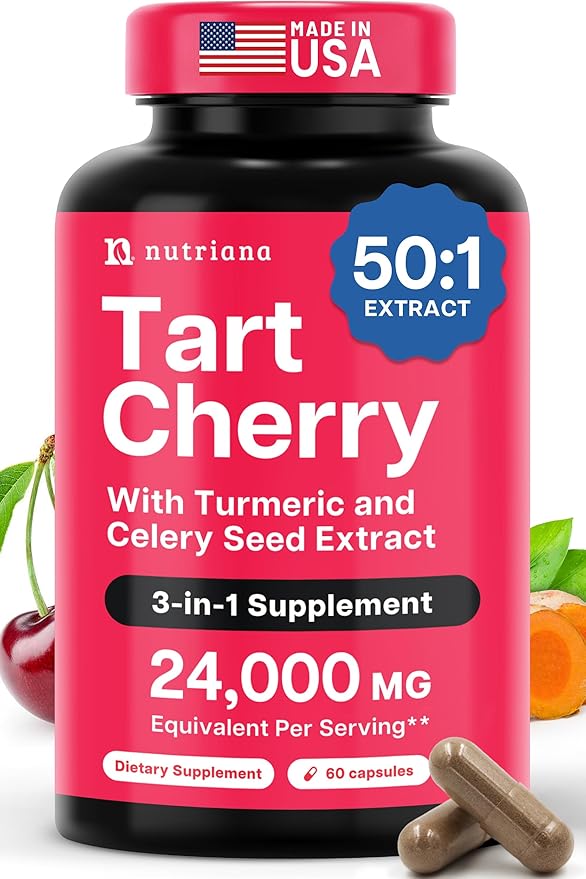 3 in 1 Tart Cherry Extract Capsules with Turmeric &amp Celery Seed for Feet &amp Joint Support Uric Acid Flush Cleanse &amp Purge Pills 60 Veggie Capsules Manufactured in USA