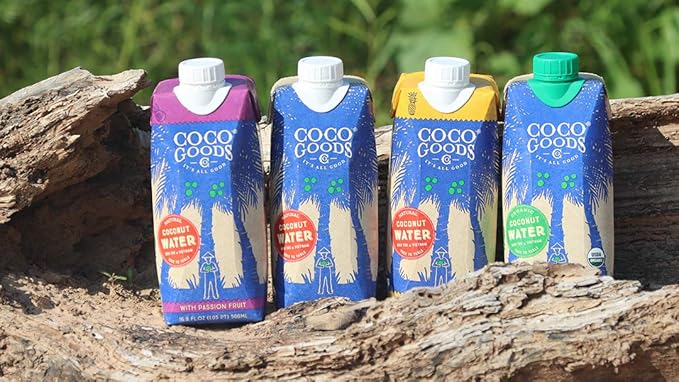 CocoGoods Co Single-Origin Natural Coconut Water with Fresh Passion Fruit Juice 16.9 fl. oz (Pack of 12)
