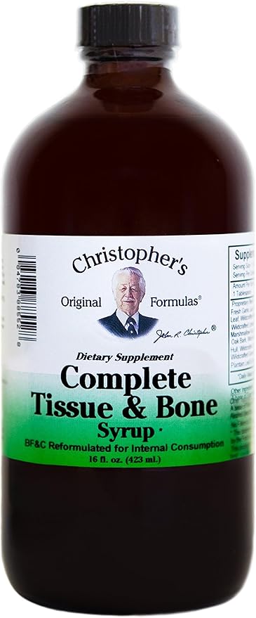 Christopher's Original Formulas Complete Tissue and Bone Syrup – Traditional Herbal Blend to Support Bones Tissue &amp Cartilage Liquid Botanical Formula 16 oz