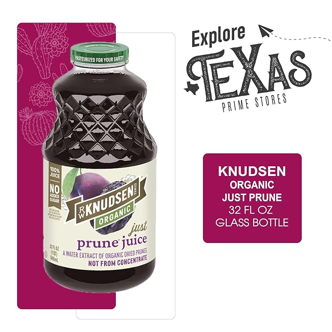 R.W. Knudsen Organic 2-Pack Organic Just Prune Fruit Juice 100% USDA 32 fl oz Glass Bottle + 1 Utility Freebie by Lavinia