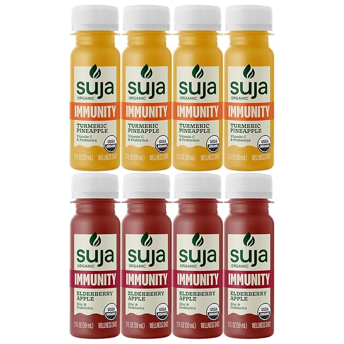 Organic Immunity Defense Shot Variety Pack | Ginger &ampTurmeric and Elderberry Wellness Shot | 16 pk./2 fl. oz