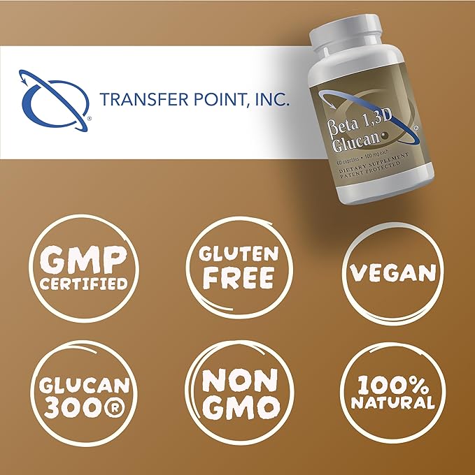 Transfer Point Immune Support Supplement Highly Purified Beta 13D Glucan 100 mg per Capsule (b-glucan Fiber) (Pack of 2)