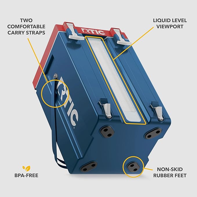 RTIC Halftime Water Cooler 6 Gallon Portable Carrier Container Drink Beverage Dispenser Stackable with 2 Taps Bottleless BPA-Free for Sports Camping BBQ Parties Picnic Patriot