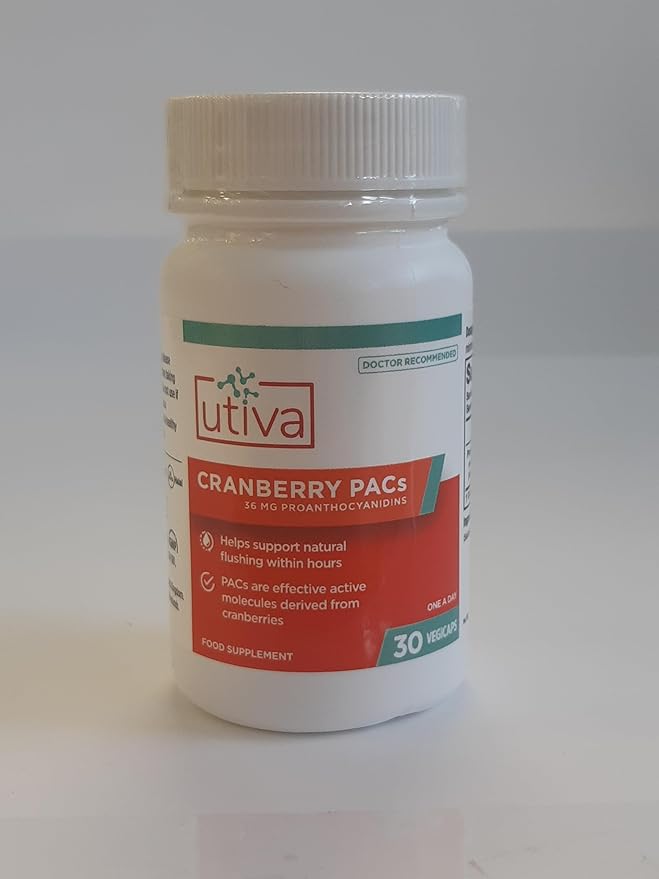 Szio+ Utiva Cranberry PACs – Clinically Studied Ingredients 36mg PACs Extract - UTI Prevention for Women - Urinary Tract Health – Cranberry Supplement Pills for Bladder Health 30 Vegi Capsules