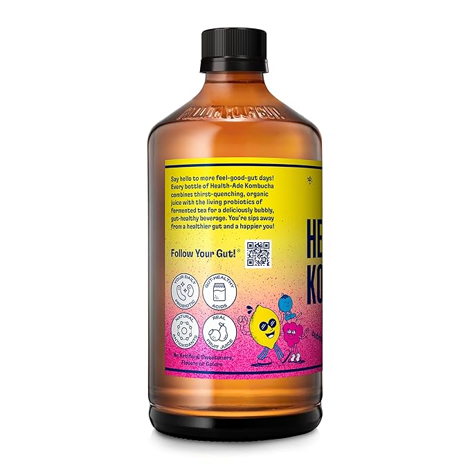 Health-Ade Kombucha Tea Organic Drink Fermented Tea with Living Probiotics Detoxifying Acids Supports Gut Health Non-GMO Vegan Gluten Free 12 Pack (16 Fl Oz Bottles) Berry Lemonade