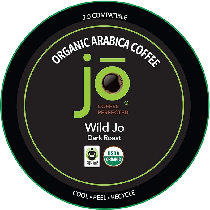 WILD JO: 48 Cups Dark French Roast Organic Coffee for Keurig K-Cup Compatible Brewers Fresh Seal Single Serve Cups Bold Strong Rich Wicked Good Fair Trade Certified Kosher Gluten Free by Jo Coffee®