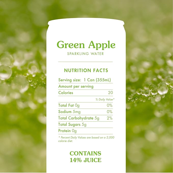 Sovány Sparkling Water Green Apple Seltzer Water Drinks USDA Organic Made With Real Fruit Non-GMO Vegan No Added Sugar Low Calorie 12 fl oz 12 Pack
