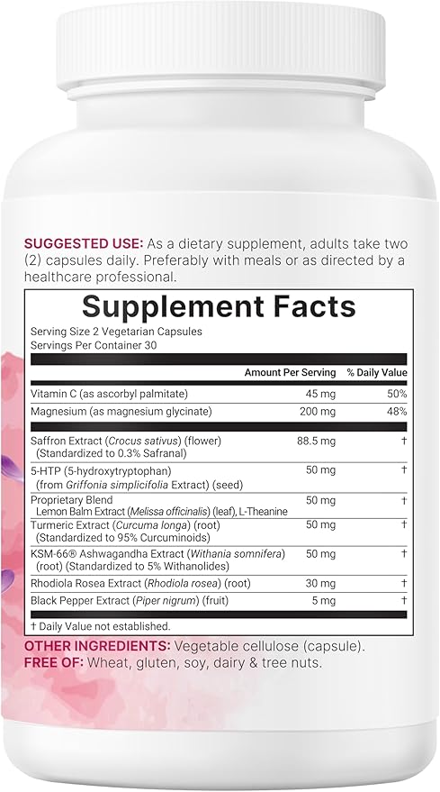 Micro Ingredients Saffron+ Advanced Supplements 60 Veggie Capsules – 10-in-1 with Saffron Extract High Absorption Fat-Soluble Vitamin C Magnesium Turmeric &amp KSM-66 Ashwagandha – Filler Free
