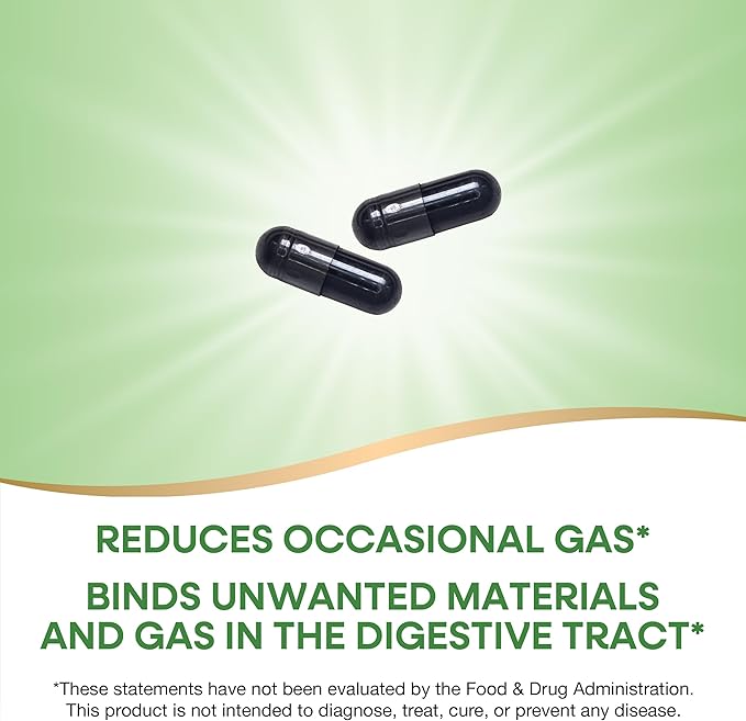 Nature's Way Activated Charcoal Binds Unwanted Materials and Gas in the Digestive Tract* 560 mg per 2-Capsule Serving 360 Capsules (Packaging May Vary)