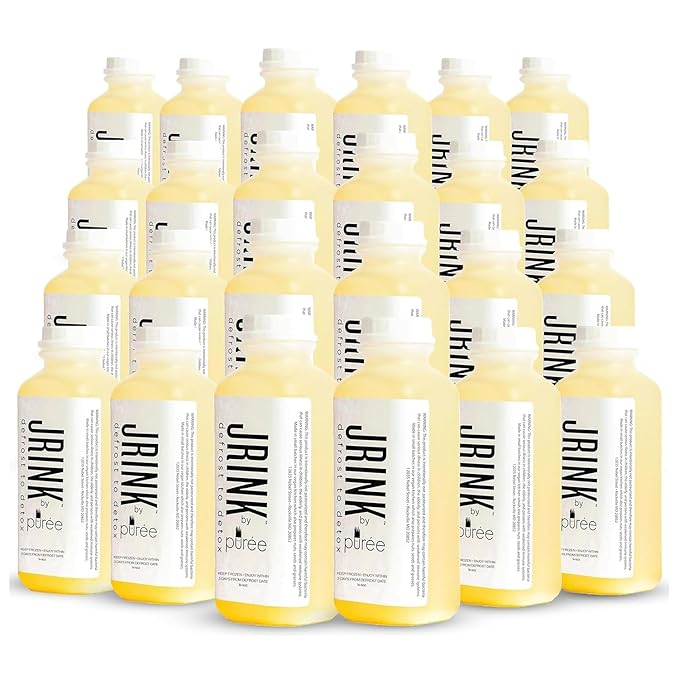 JRINK by Purée Ginger Lemon Juice Cold Pressed Juice Cleanse with Organic Lemon Ginger Detox Drink from Raw Fruit and Vegetable No Preservatives Healthy Cleanse 16oz Bottles 24 Pack