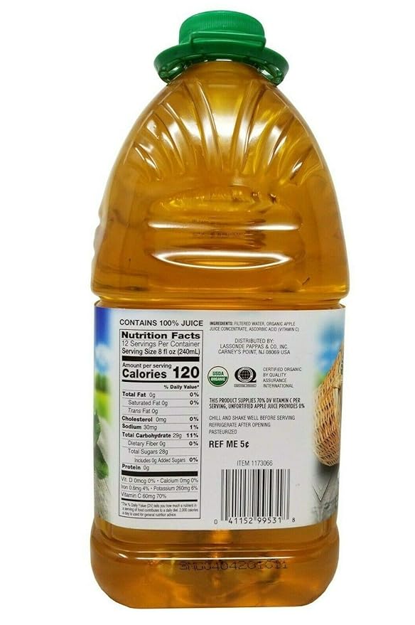 Grown Right Organic 100% Apple Juice 96 Fluid Ounce (Pack of 2)