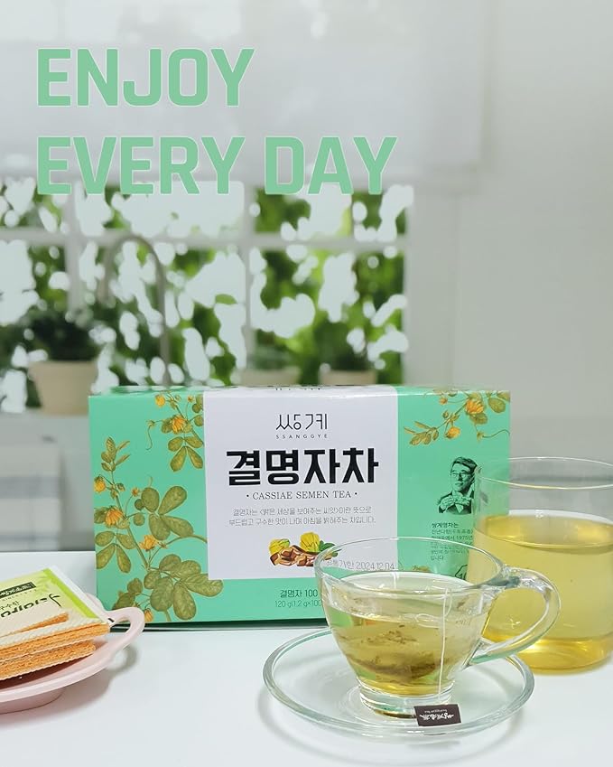 Ssanggye Tea Cassia Seed Tea Bulk Size (1.2g X 100TB) Premium Original Korean Herbal Tea Hot&ampCold Water Hygienic Single Teabag Kyulmyungja Cha 결명자차 Nutty Savory Herb Soothing 4 Seasons