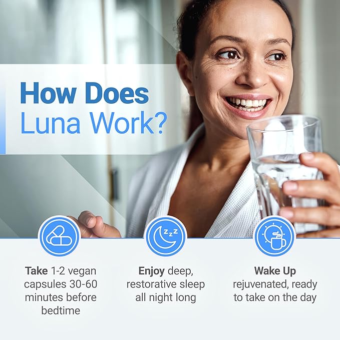 Nested Naturals Luna Melatonin-Free (120 Vegan Capsules) &amp Luna Natural Sleep Aid with Melatonin (60 Vegan Capsules) for Deep Sleep | Non-Habit Forming