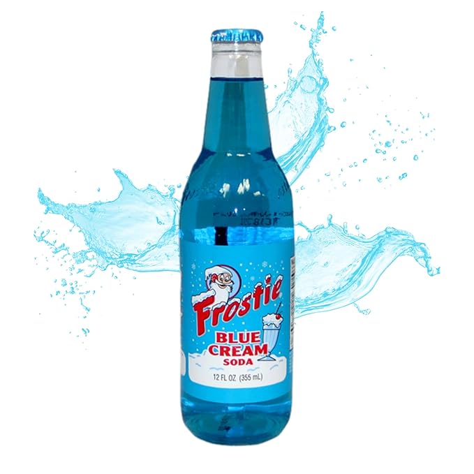 Frostie Blue Cream Soda | One of Frostie’s Popular Soda Flavors | Real Cane Sugar | Caffeine Free | 12 oz Glass Bottles with Crazy Soda Pop Bottle Opener (12 Pack)