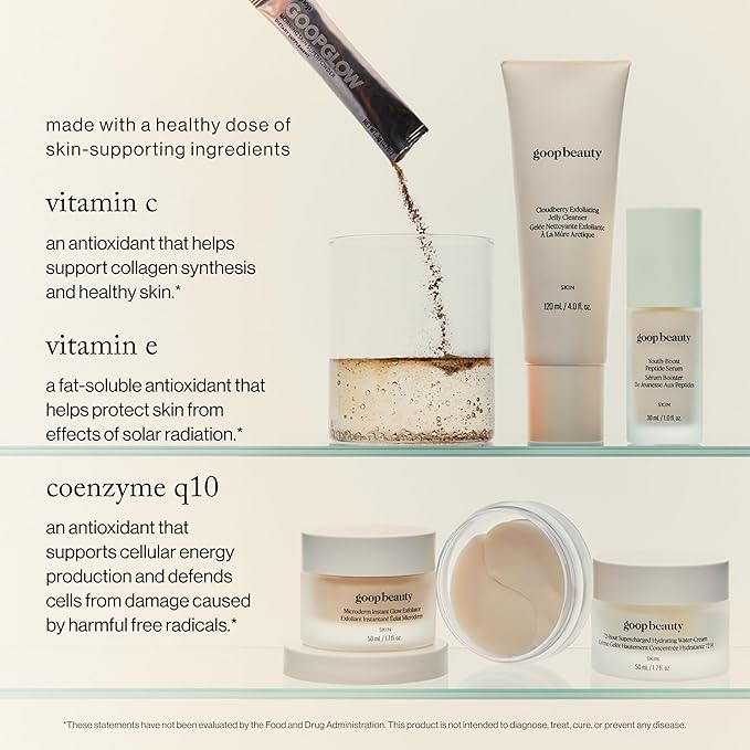goop Beauty Morning Skin Drink Mix | Beverage Powder to Protect Against Signs of Aging | Vitamin C &amp E | Lemon Verbena &amp Orange Flavor | Non-GMO Gluten-Free &amp Vegan | 30 Pack