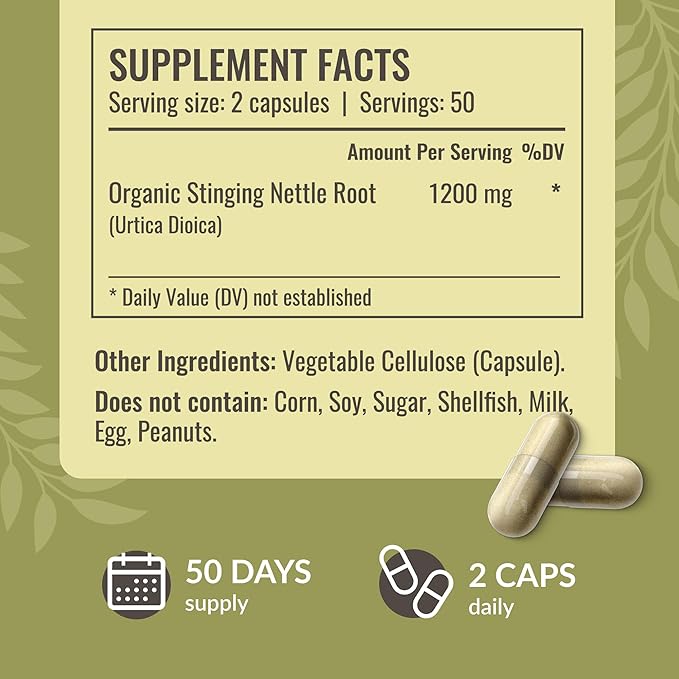 HERBAMAMA Stinging Nettle Capsules - 1200mg Stinging Nettle Root Extract for Urinary Tract Support - Vegan Non-GMO Urtica Dioica Supplement