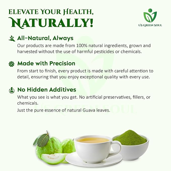 Guava Leaves Powder – Natural Herbal Leaf Powder – Pure Dried Guava Leaves for Tea &amp Recipes