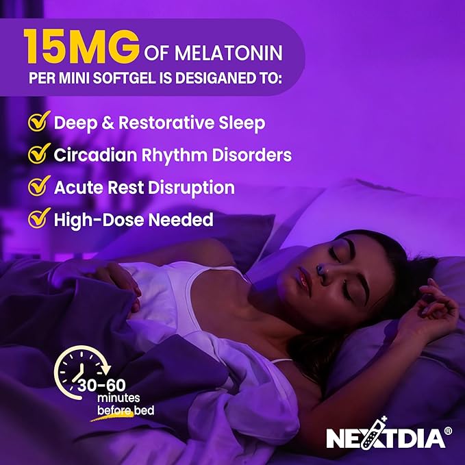 Liposomal Time Release Melatonin + Magnesium Sleep Supplement Natural Calm Sleep Aids for Adults 15mg 30mg Melatonin Extended Release Pills w/ GABA 5-HTP Ashwagandha &amp L-Theanine 120 Softgels