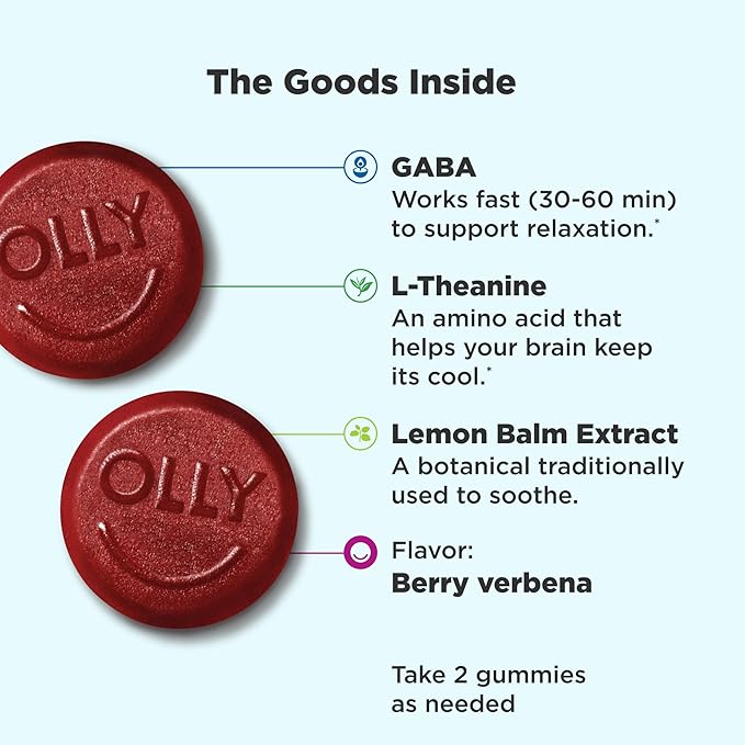 OLLY Goodbye Stress Gummy 60 Count &amp Extra Strength Sleep Gummy 50 Count Bundle