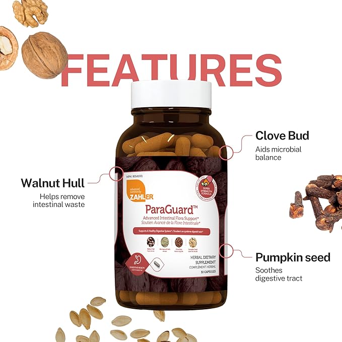 Zahler - ParaGuard Capsules - Gut Health Supplement - Formula has Wormwood Garlic Bulb Pumpkin Seed Clove &amp More - Natural Support for Humans - Certified Kosher 30 Count