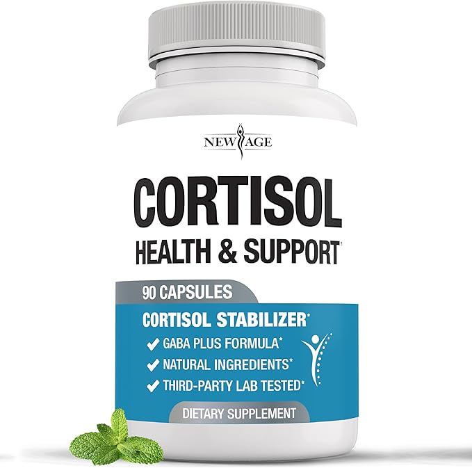 NEW AGE Cortisol Supplement for Women - Cortisol Detox Manager Reducer- Ashwagandha GABA 5 HTP L-Tryptophan L-Theanine - 90 Count