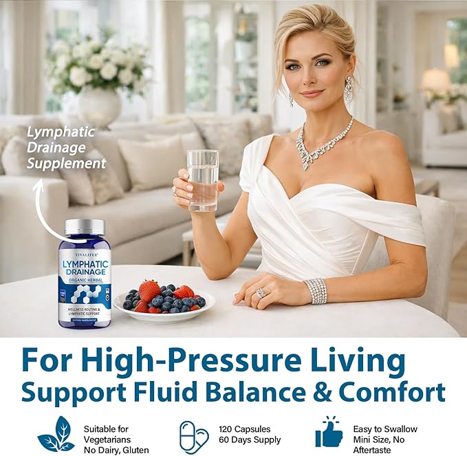 Lymphatic Drainage Supplement 1550mg - 120 Capsules Herbal Lymph Cleanse Formula with Echinacea Cleavers &amp Burdock Root - Promotes Fluid Balance Immune Health &amp Node Function
